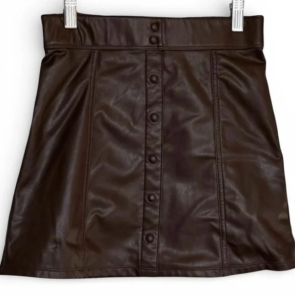 Abercrombie Kids Dark Brown Faux Leather Mini Skirt Size 13/14 - Picture 3 of 5
